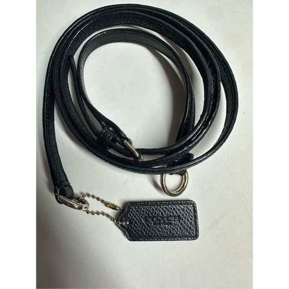 Coach Shoulder Strap With Black Pebbled Leather Key Fob Hanging Bag Tag - Picture 9 of 10